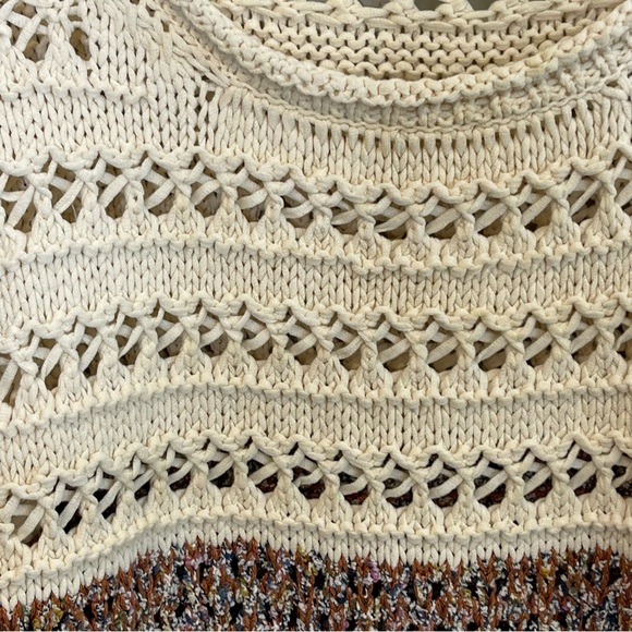 Zara Oversized Crochet Open Knit Pullover Striped Sweater Size XS S Boho Beach - Picture 13 of 16